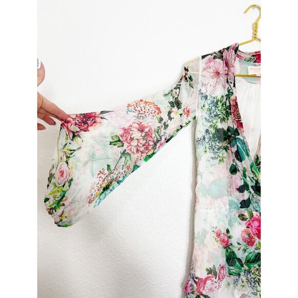 Rococo Sand Isa Wrap Dress Size XS Silk Floral Long Sleeve Mini Bohemian Resort - Picture 10 of 14